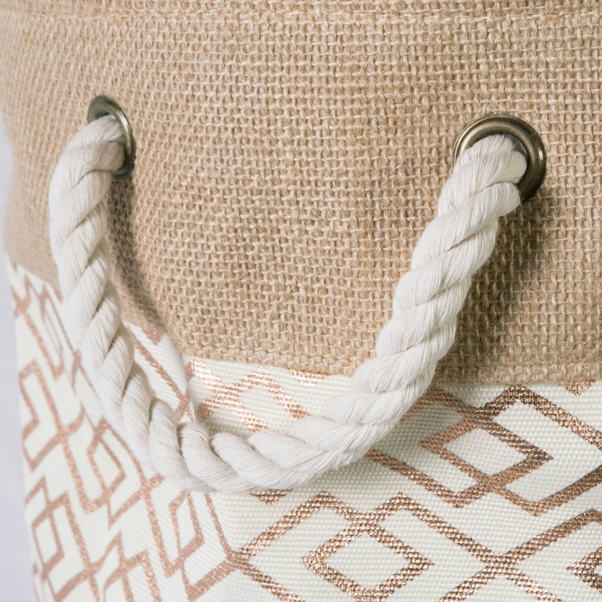 Large Bronze Burlap Diamond Round Bin
